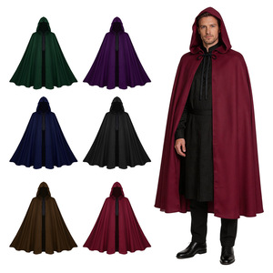 Capa con Capucha de Mago para Hombre, Disfraz Medieval para Adulto, Negro, Verde, Rojo Vino, Marrón, Azul, Morado, Estilo Transfronterizo - Product Image 1