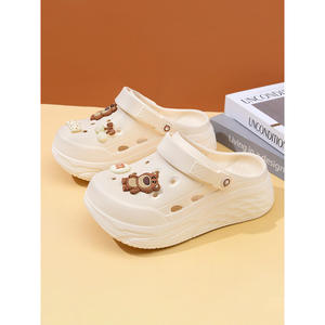 Lindos Zuecos de Verano para Mujer, Color Beige, Suela Gruesa de EVA Antideslizante, Sandalias Cerradas con Plataforma para Aumentar la Altura, Tallas 35-40 - Product Image 1