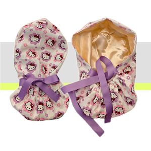 Gorros de Enfermera con Estampado de Gatito de Dibujos Animados, Gorro con Forro de Satén para Mujer, Gorros Quirúrgicos para Cabello Largo con Botones y Lazos - Product Image 1