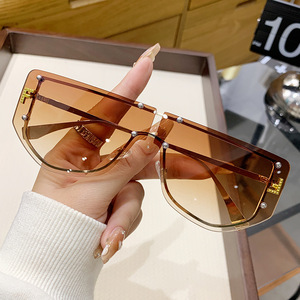 F Brand Fashionable <b>Oversized</b> Metal <b>Sunglasses</b> UV400 Protection Unisex Style - Product Image 2