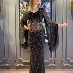 Turkey African Slim Rhinestones Long Sleeve Islamic Clothing Monsoon Sexy Muslim Dress Abaya