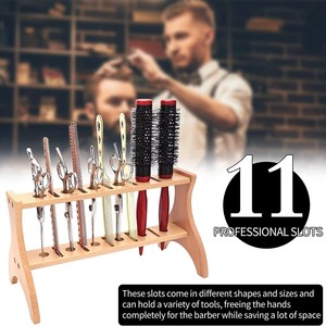 Wooden Scissor Holder 2 Tier <b>Rack</b> For Hair Salon Tools Storage Bathroom <b>Shelf</b> Standing Type Multifunctional Organizer - Product Image 2