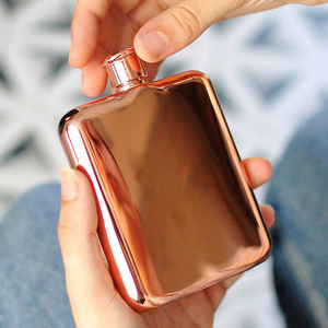 Biểu tượng tùy chỉnh 6oz thép không gỉ sang trọng Rose Gold Copper mạ hình chữ nhật Hip Flask - Product Image 2