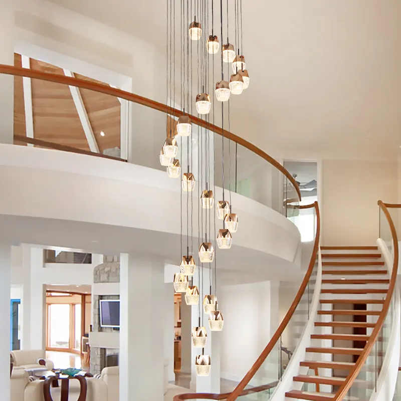 Chandelier Lighting Clear Crystal Chandelier Staircase Long Modern Luxury Hanging Light For Indoor Home Hotel Villa Loft Restaurant