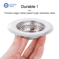 Crépine de lavabo en acier inoxydable à large bord, filtre de vidange perforé, piège à déchets alimentaires pour cuisine