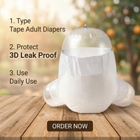 Neue Produkte 540mm Breite Kernproduktion Krankenhaus Einweg Gratis Muster Wettbewerbsfähiger Preis Bedruckte ABDL Erwachsenenwindel mit Klebestreifen