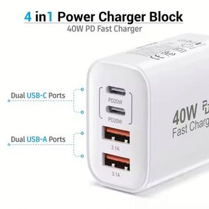 40w fast charging travel <b>adapter</b> 2a+2c mobile phone wall charger us eu uk <b>plug</b> 4 in 1 usb type c charger <b>adapter</b> - Product Image 5