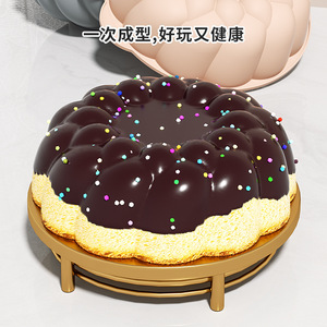 Silicone Cake Mold <b>Round</b> Flower Shape <b>Baking</b> <b>Tray</b> Easy To Demold High Temperature Resistant For Cake Tools - Product Image 2