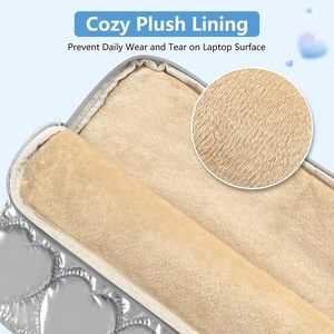 Funda de manga acolchada ligera para Macbook Air Pro 13 14 15 pulgadas, bolsa para portátil, funda de transporte fácil de llevar para niñas y mujeres, corazón bonito - Product Image 6