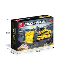 Jouet électronique DIY technique, véhicule de construction télécommandé, modèle de bulldozer, blocs de construction éducatifs RC, briques en plastique ABS