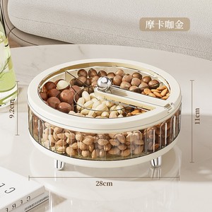 Round Snack Storage Box With Lid 1-3L Rotating Compartmentalized Fruit Tray Dustproof Household Container - Product Image 2