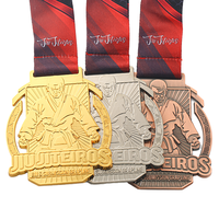 Diseña tu propia medalla de judo personalizada en 3D de aleación de zinc, oro, plata, bronce, para artes marciales, taekwondo, campeonato, con cinta personalizada
