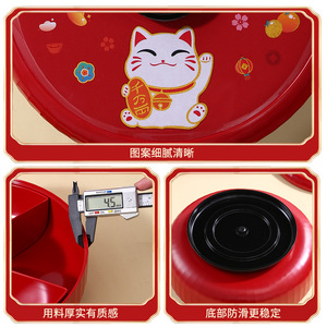 Lucky Cat Rotating Fruit Box 8369 Round 1-3L Compartmentalized Storage For Snacks Dried Fruits Living Room Decor - Product Image 5