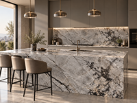 Dalles de marbre Silver Roots avec des veines enchevêtrées pour îlots de cuisine, murs de douche, tables consoles et panneaux muraux décoratifs