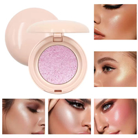 Vente en gros de poudre bronzante et d'enlumineur pressé avec logo personnalisé, paillettes, rose, maquillage, marque privée, palette d'enlumineur