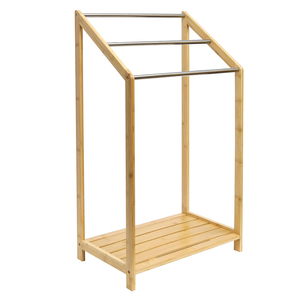 Estante de toalla de <span class=keywords><strong>escalera</strong></span> de bambú clásico, estante de almacenamiento independiente, <span class=keywords><strong>toallero</strong></span> de bambú, Soporte para Baño - Product Image 6