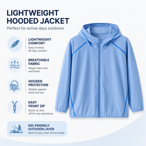 Veste d'été légère <span class=keywords><strong>pour</strong></span> <span class=keywords><strong>enfants</strong></span> avec protection solaire UPF, respirante en polyester/spandex <span class=keywords><strong>pour</strong></span> garçons et filles, vêtements d'extérieur Muzhijia - Product Image 5