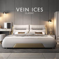 2024 lit double en cuir de luxe moderne avec dossier en bois massif lumière lit principal de chambre à coucher de deux mètres comprend un sac de rangement