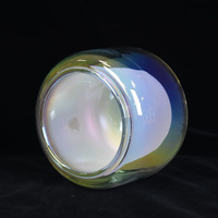 Abat-jour en verre iridescent double couche, forme de tambour arrondi, verre arc-en-ciel perlé pour luminaire suspendu