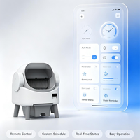 Bac à litière intelligent pour chat, extra large, cabine ouverte, empreinte compacte de 0,24 m², contrôle intelligent par application, élimination des odeurs, 9 capteurs de sécurité, automatique