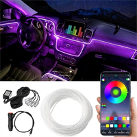 Tira de LED RGB con Control por Aplicación, Personalización de Fábrica, 12V, Lámpara Decorativa de Fibra Óptica, Iluminación Ambiental para Auto, Iluminación Interior