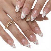 Vente en gros de faux ongles en ABS de forme amande, imprimé léopard 3D, faits à la main, style Ins, couvrance totale, 24 pièces