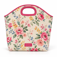 Sac fourre-tout matelassé en PU à motif floral, grande capacité, poignée découpée verticale, résistant à l'eau, pliable, léger, pour voyage, travail, quotidien, cadeau