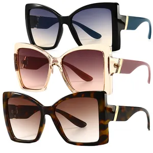 Novo Estilo Gato Olho Grande Quadro óculos de Sol Óculos de Tons Da Moda 2022 Mulher 2023 Logotipo Personalizado de Tendências Óculos De Sol Para As Mulheres