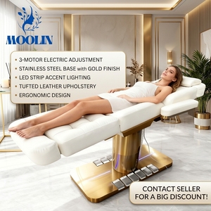 Lit de beauté MOOLIN, best-seller, 3 moteurs, électrique, pliable, moderne, luxueux, lit de <span class=keywords><strong>spa</strong></span> et table de massage pour hôtel, salon de beauté, base dorée - Product Image 5