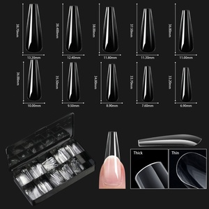 Ongles artificiels transparents spéciaux Europe États-Unis, formes cercueil, amande, carrée, sans trace, avec logo personnalisé - Product Image 2