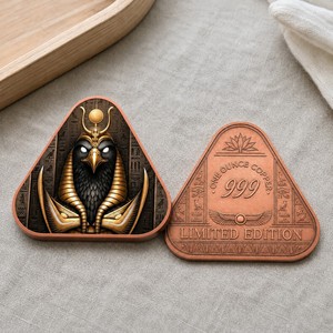 Pièces de défi personnalisées en forme de triangle, avec hiéroglyphes égyptiens anciens en relief 3D, souvenirs de collection, cadeaux - Product Image 1