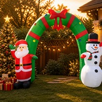 Arche gonflable de Noël pour extérieur, décoration bonhomme de neige avec lumières LED intégrées, résistante aux intempéries, en polyester