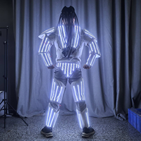 Costume de robot LED lumineux, armure mécanique illuminée avec casque et masque pour adulte, carnaval, spectacle de bar, cosplay