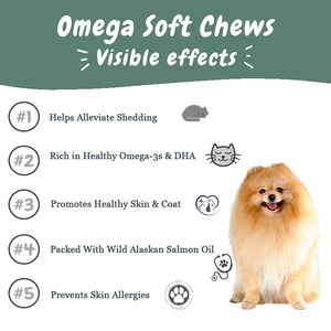 Golosinas Omega Naturales para la Piel, Alivio de la Picazón por Alergia, Movilidad Articular, Suplementos para la Salud del Corazón, Golosinas Masticables con Aceite de Salmón para Perros - Product Image 3