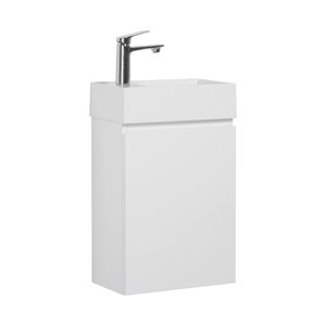 Meuble-lavabo compact moderne blanc autoportant à porte simple avec vasque <span class=keywords><strong>en</strong></span> céramique intégrée pour salle de bain de petite taille - Product Image 2