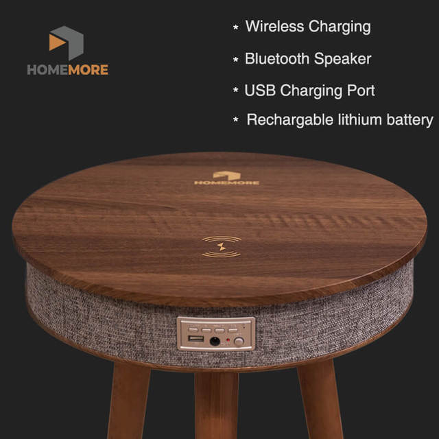 Luxury Modern Design Hotel Furnitures Smart Power Bank Built in Blue Tooth Speaker Wireless Charging Coffee Table for Bedroom