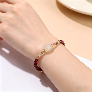 Оптовый браслет JD GEMS из натурального граната с медными бусинами для исцеления и привлечения удачи - Product Image 1