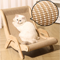 Chaise longue griffoir pour chat 2-en-1 en panneau de densité avec corde de chanvre écologique, surface résistante à l'usure, lit ergonomique inclinable pour chat