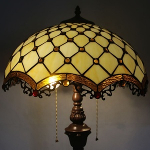 LongHuiJing European Tiffany Simple White Stained Glass Lampshade Floor Lamp Bedroom Study Creative Lamps - Product Image 2