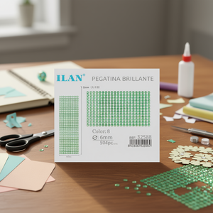 Ilan Adesivo Brillante 6mm con Strass Verde, Confezione Grande da 504 Pezzi - Product Image 3