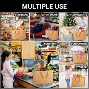 Personalized Recyclable Classic Brown Gift Shopping Jewelry Kraft Paper Bags Handles Black Pink Custom <b>Ribbon</b> Handle - Product Image 6