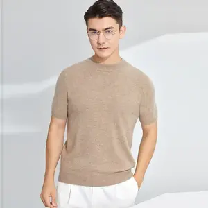 캐시미어 울 셔츠 무지 니트 캐시미어 티셔츠 크루넥 아늑한 캐시미어 셔츠 프리미엄 몽골 남성 반소매 남성용 스웨터