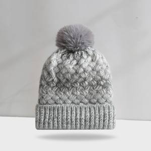 Femmes Dames Épais Chaud Doublé Fausse <span class=keywords><strong>Fourrure</strong></span> Pompon Twisted Waffle Knit Tie Dye Beanie <span class=keywords><strong>Toque</strong></span> Colorful Warm Pattern Knitted Winter Hat - Product Image 2