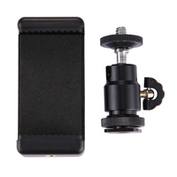 Meilleures ventes en gros PULUZ Tête de trépied avec griffe porte-accessoire 1/4 pouce et pince pour téléphone pour smartphones de 5,5 cm à 8 cm de largeur