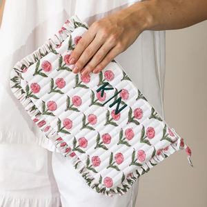 Sac de maquillage personnalisé à volants avec nom, imprimé en bloc, pour femmes, vente en gros - Product Image 5