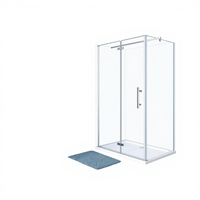 Cabine de douche angulaire DF avec porte pliante, fixation murale, verre trempé 8-10 mm, barre stabilisatrice anti-calcaire, chrome poli