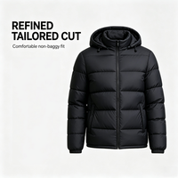 Chaqueta Acolchada con Capucha para Hombre, Negra, Gruesa, Clásica, con Cierre, para Invierno, Estilo Urbano, Casual, para Uso Diario