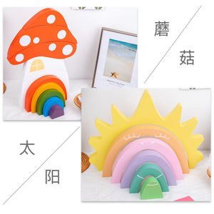 Dropshipping Products 2026 Montessori Wooden Rainbow Stacking Blocks Popular <b>Educational</b> <b>Toys</b> for Kids - Product Image 6