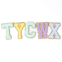 Patch brodé en chenille personnalisé avec lettres, bordure scintillante, appliqué alphabet pour vestes, sacs, chapeaux – Fabrication OEM