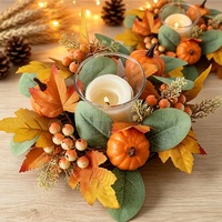 Karangan Bunga Simulasi, Daun Maple, Hiasan Meja dan Ruang Tamu Bentuk Buah Pinus untuk Dekorasi Thanksgiving dan Festival Panen